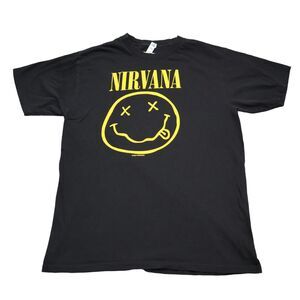 Tee Styled Shirt Mens M Black Crew Neck Short Sleeve Nirvana Print Pullover Top